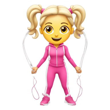 white gym girl in pink outfit with a skipping rope over her head sticker
