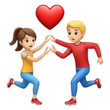Couple in a relay race passing off a heart. Can you add “Selfwish Break” sticker