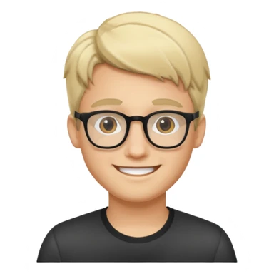 A young man using glasses with a blond dark hair and white skin color sticker