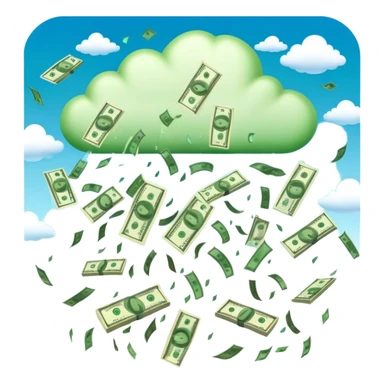 dollars raining from the sky, money falling from clouds sticker