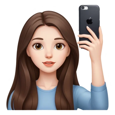  beautiful pale brunette girl with long hair taking selfie  sticker