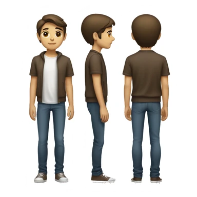 Young Hispanic full body standing with short straight brown  hair pale skin very tall a little chubby  sticker