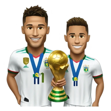 neymar jr e cristiano ronaldo com a copa do mundo sticker