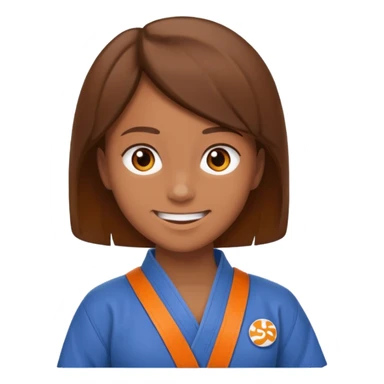 judoka cheveux brun avec ceinture orange sticker