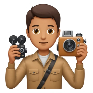 man hold film Camera ,on his shoulder sticker