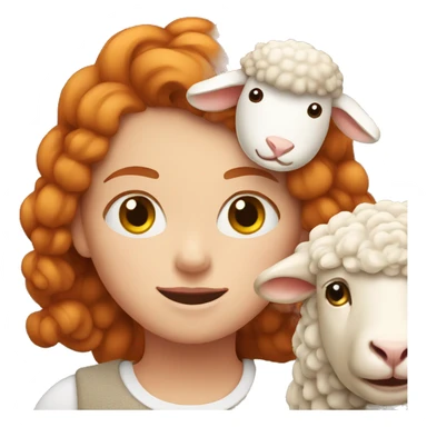 Ginger girl with a sheep  sticker