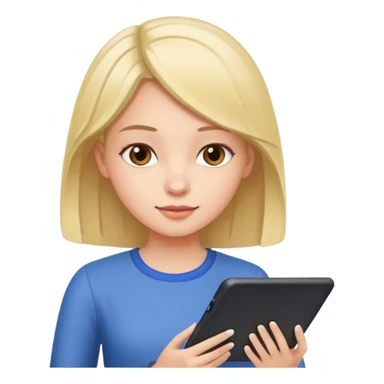 A girl typing in  a tablet sticker