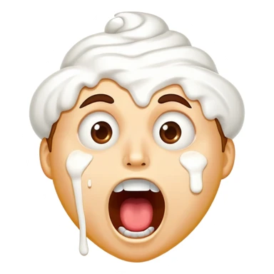 surprised face with whipped cream splattered across the face, mouth wide open sticker
