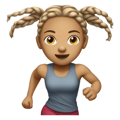 Light skin girl with long braids running  sticker