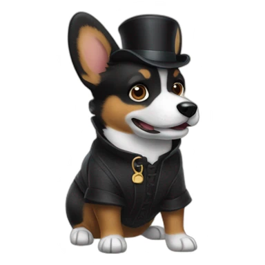 Black corgi wearing Sherlock holmes costume sticker