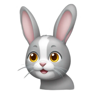 chat gris avec oreilles de lapin sticker