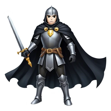 A shadowy knight with a black cape, standing in a stormy battlefield sticker