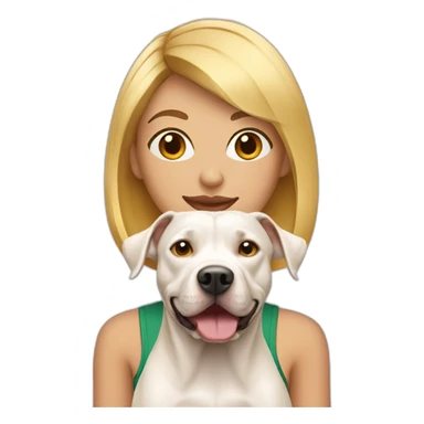Blond lady with shoulder length bob haircut and a Pitbull dog sticker