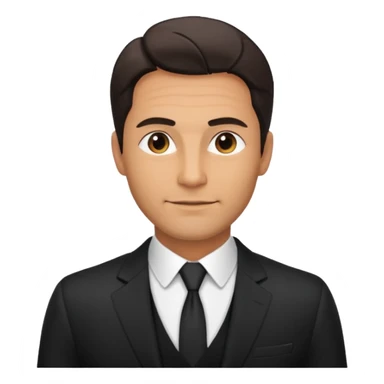 A very handsome successful man in his 40s. Day hair. Wearing black  Looks like a lawyer. sticker