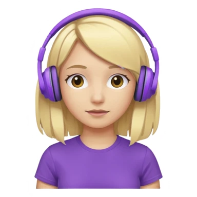 blonde girl with purple headphones and tshirt  sticker