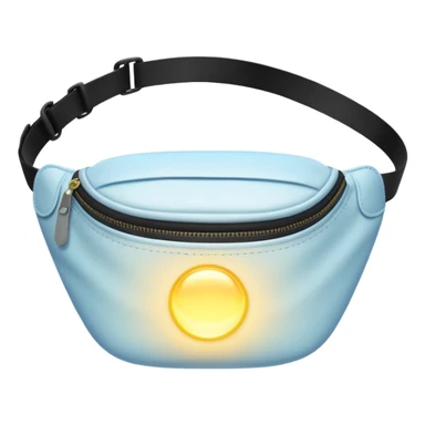 Opened bum bag, showing a bright glowing light sticker