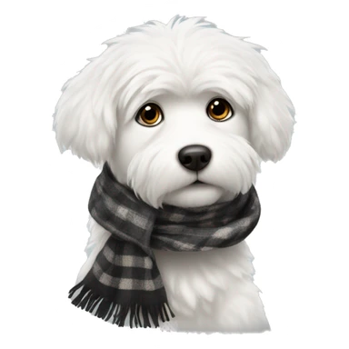 white fluffy dog with black spot on eye and a scarf  sticker