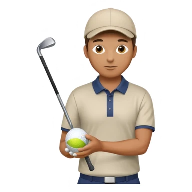 male golfer upper body holding a golf ball sticker