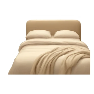 Beige bed with pillows and blankets, cozy vibe sticker