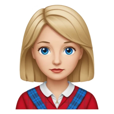 middle   aged female with Scottish red attire and dark blonde hair and blue eyes sticker