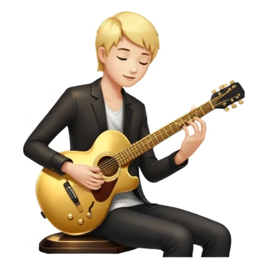 cinematic-realistic-guitar,-polished-metal,-warm-golden-reflections-dancing-along-its-surface,-soft-hands-carefully-positioned-over-the-keys,-glowing-with-an-elegant-and-airy-charm. sticker