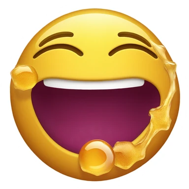 Smiling face vomiting honey in the form of two balls sticker