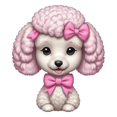 Crie um poddle com um laço rosa estilo ios sticker