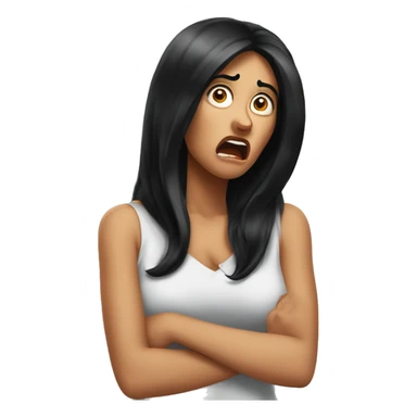 Shocked and grossed out women with long black hair sticker