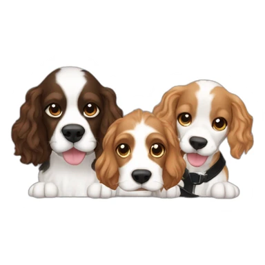 the three musketeersn with one cocker spaniel dog and 2 black cats sticker