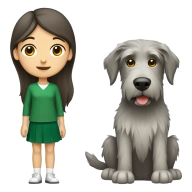 Dark Brown hair girl and Irish wolfhound dog sticker