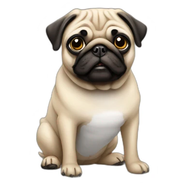pug wearing a t-shirt sticker