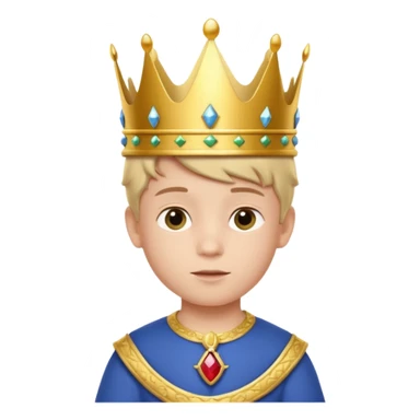 Royal Kid boy with fancy crown head 3d with real face sticker
