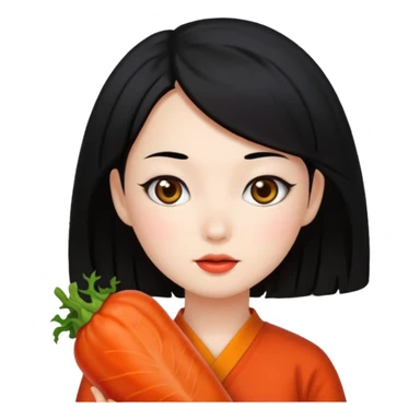 Wearing kimchi girl with black hair sticker