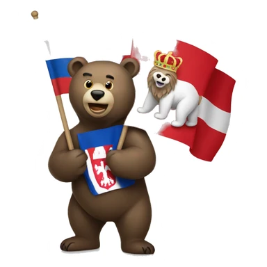 Bear holding serbian flag  sticker