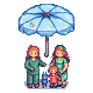 family under an umbrella representing life insurance sticker