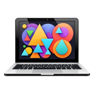 framed digital laptop artwork with abstract vector shapes inside sticker
