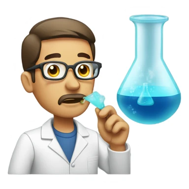 man inhaling and lighting a science beaker  sticker