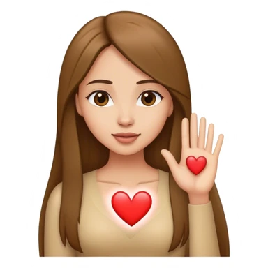 victoria’s secret model with long brunette straight hair sending heart sticker