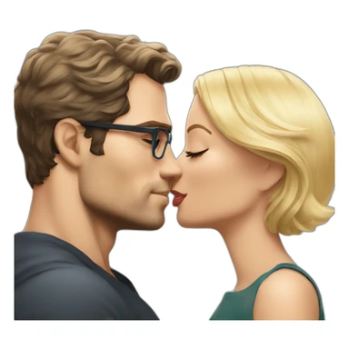 Henry Cavill kissing blond woman with very short hair and glasses sticker
