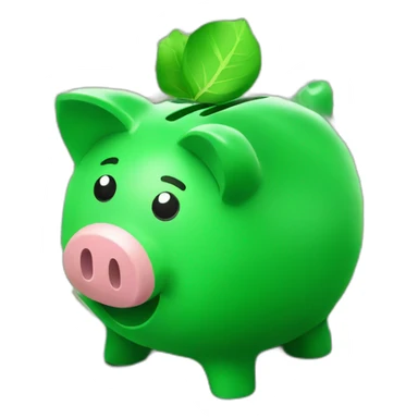 green piggybank sitting on money  sticker