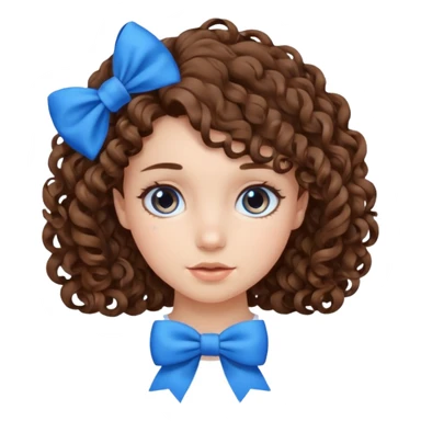 girl  with blue bow and curly hair sticker