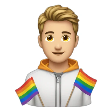 Drapeau LGBT tenu par un homme de 16 ans sticker