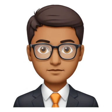 Indian finance bro with glasses, business attire, confident expression sticker