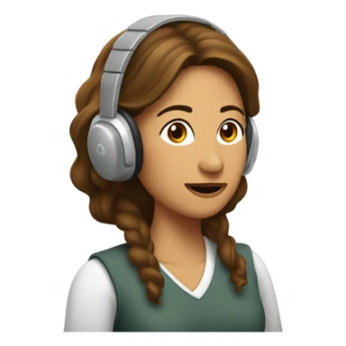 Mujer trigueña con cabello castaño y melena corriendo con auriculares  sticker