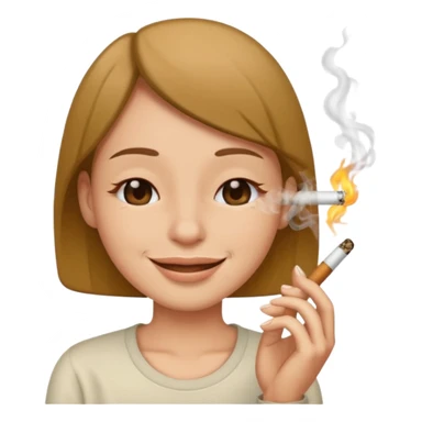 someone smiling with low eyes smoking a joint sticker
