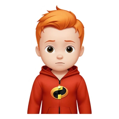 baby Jack Jack from The Incredibles with orange hair in red onesie sticker