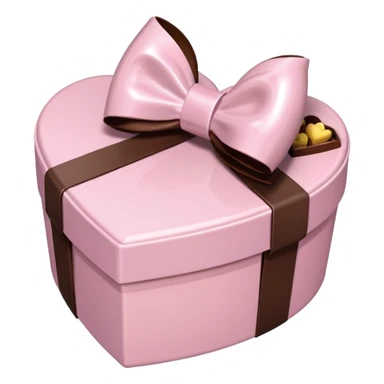 pale pink heart box, pale pink bow, filled with chocolates inside sticker