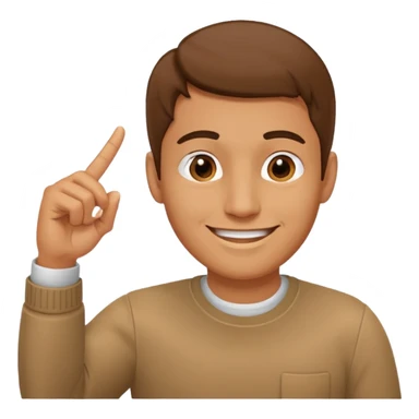 man pointing with index finger on his hand towards forehead and smiling sticker