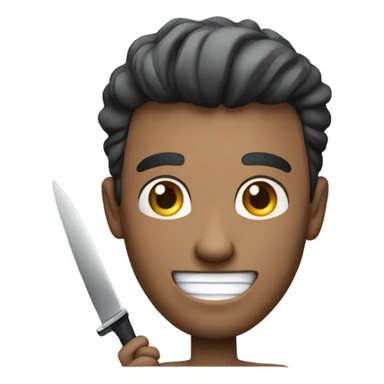 a guy with a knife smiling sticker