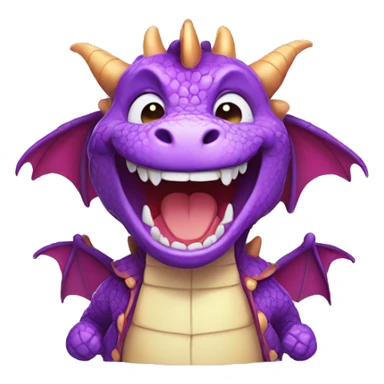 cute purple dragon laughing and  wearing clothes sticker